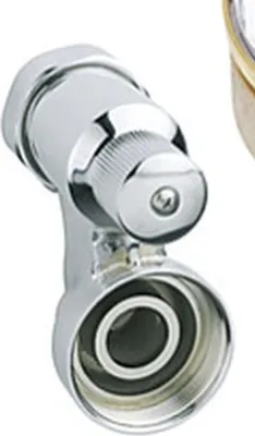 A close-up studio shot of a chrome-plated plumbing fitting.