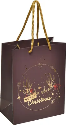 Produktbild von Weihnachtliche Geschenktüte mit Geweih und festlichem Design, 2 Stück
