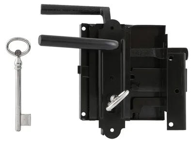 Produktbild von Kastenschloss BB mit hebender Falle - Aufschraubschloss DM 60mm - Türschloss rechts, Stahl schwarz lackiert
