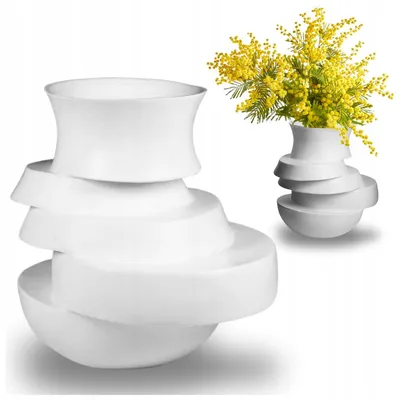 Produktbild von Vase Weiß 33.0 cm – Dekovase aus Keramik – Blumenvase für Wohnzimmer, Schlafzimmer und Büro