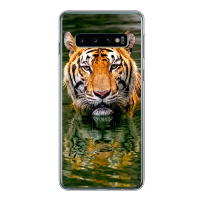 Produktbild von MuchoWow® Handyhülle Schutzhülle Hülle für Samsung Galaxy S10 Tiger - Wasser - Spiegelung Silikon Softcase Handy Hülle - Handytasche