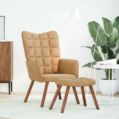 Image de Maison Exclusive - Fauteuil de détente avec repose-pieds, velours marron