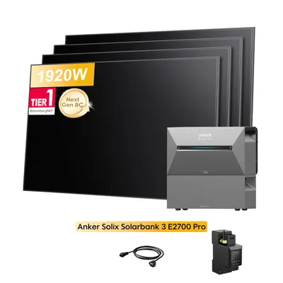 Produktbild von Powerness® Balkonkraftwerk mit Speicher, Anker SOLIX Solarbank 3 E2700 Pro Speicher mit 1x BP2700 Erweiterungsakku,4x 480W Module & Smart Meter 0% VAT