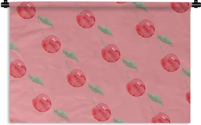 Produktbild von MuchoWow® Wandteppich Wandbehang Kirsche - Obst - Rosa 90x60 cm Tapisserie Dekoration Wandtuch - Wandskulpturen - Bildteppich