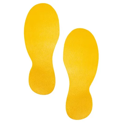 Obrázok produktu pre Odolná značka - ľavá pätka / pravá pätka - pätka - 90 x 240 mm - montáž na podlahu - samolepiaca - signálna žltá, RAL 1003 (balenie po 10 ks)