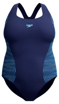 Image de Maillot de bain une pièce Speedo Plus Placement pour femmes, couleur bleu marine, taille 48