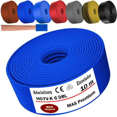 Obrázek produktu pro 10 metrů přívodního kabelu H07 V-K DBL, 1x6 mm², tmavě modrá, jednodrátový, flexibilní