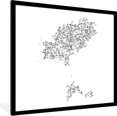 Produktbild von MuchoWow® Gerahmtes Poster Eine Illustration der Landkarte von Ibiza 40x40 cm - Poster mit Schwarzem Bilderrahmen Wandposter Rahmen Foto Bilder - Mit Rahmen - Wanddekoration Schlafzimmer