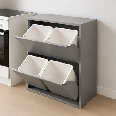 Imagen del producto de Anukhatun - Basurero, 60x25x93h cm Gris, Capacidad 72 (18 por Cubo)