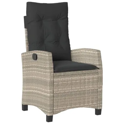Immagine prodotto di vidaXL Poltrona da giardino con cuscino regolabile in Poly Rattan grigio chiaro