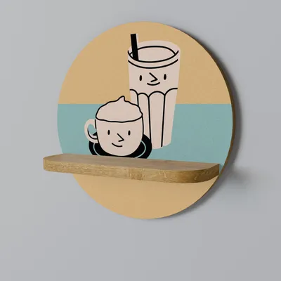 Produktbild von SPACEREBELS Wandregal Holz - dekoratives Hängeregal - Schweberegal für Wohnzimmer - Regalbrett Kinderzimmer Schlafzimmer - Rundes Regal für Wände - 34 x 34 Eiche Riva Finish