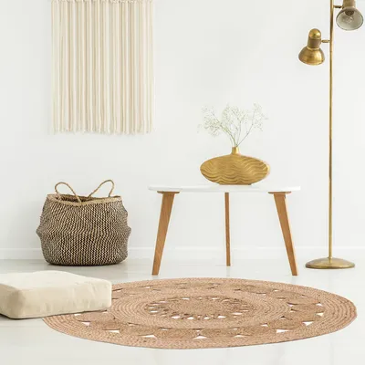 Image de Tapis Rond - HOME DECO FACTORY - Ajouré - Beige