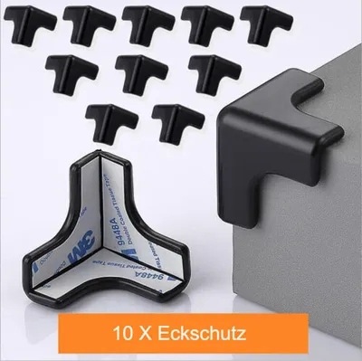 Produktbild von 10x Kantenschutz Eckschutz Ecken Schutz Baby Kinder Sicherheit Tisch Möbel Gummi (Schwarz)