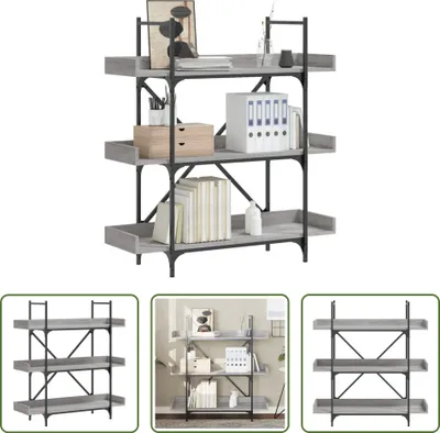 Produktbild von The Living Store Bücherregal 3 Böden Grau Sonoma 100x33x108,5 cm Holzwerkstoff