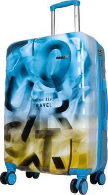 Produktbild von Hartschalen-Koffer Mittelgroßer Reisekoffer Verona 65cm Trolley Blau-Braun Graffiti-Look Motivkoffer