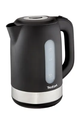 Produktbild von TEFAL KO330830 Wasserkocher mit einer Leistung von 2400 W und einem Fassungsvermögen von 1,7 L, aus Kunststoff, mit 360° drehbarem Sockel, in Schwarz.