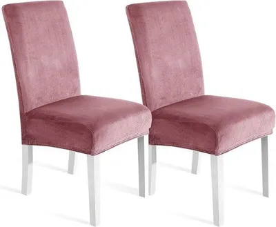 Produktbild von Famanu Stuhlbezug 2 Stück - Weiche Universelle Stretch-Stuhlbezüge - Moderne Waschbare Esszimmer-Stuhlbezüge - Rosa