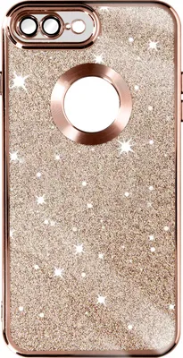 Produktbild von Avizar, Glitzer-Silikonhülle mit Chromumrandung für Apple iPhone 7 Plus / 8 Plus, Champagnerrosa