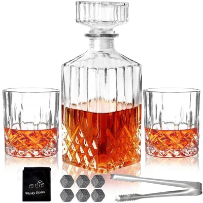 Whisky-Karaffen-Set, 2 Gläser + Kühlsteine, 1000 ml