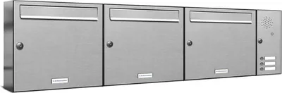 Produktbild von 3er V2A Edelstahl Briefkastenanlage für Aufputz - Wandmontage Klingel