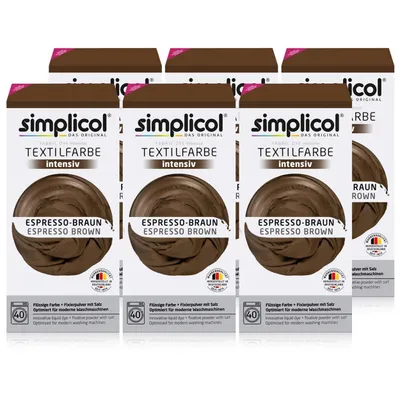 Produktbild von Simplicol Textilfarbe intensiv Espresso-Braun - Einfaches Färben (6er Pack)