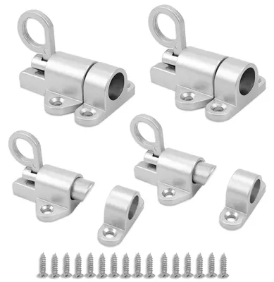 Produktbild von 4 Stück Türriegel, automatischer Riegel, Balkontürriegel mit Schraube und Feder, Schieberiegel, kleiner Verriegelungsriegel, Türschloss, Verriegelungsmechanismus, Federriegel für Innen- und Außentüren und Fenster