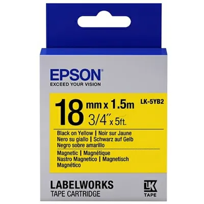Immagine prodotto di Epson LabelWorks LK-5YB2 - nero su bianco - rotolo (1,8 cm x 1,5 m) 1 rotolo(i) di etichette magnetiche - per LabelWorks LW-K400, LW-K400VP, LW-Z700FK (C53S655017)