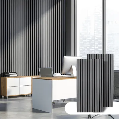 Produktbild von Hengda Akustikpaneel Wandverkleidung 120x60x2.1cm MDF Akustikpaneele Wandpaneele 2x Grau