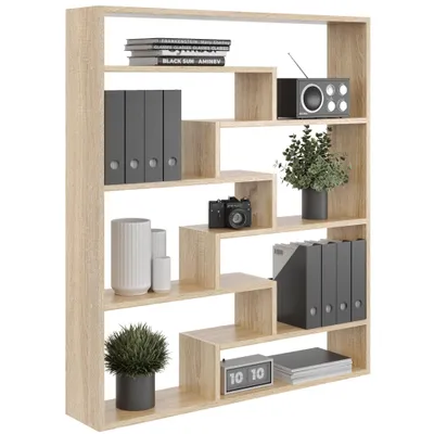 Produktbild von Bücherregal Eiche Sonoma – modernes Standregal mit offenen Fächern, dekoratives Regal für Wohnzimmer, Büro oder Kinderzimmer