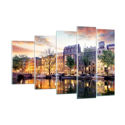 Produktbild von Bilder auf glas - Holland Kanal - 150x100cm - Glasbilder - Wandbilder - Kunstdruck - zum Aufhängen bereit - Wanddekoration aus Glas - Glas Bilder - Wandbild auf Glas - 5 Teile - GEG150x100-4068