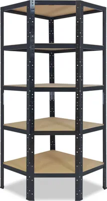 Immagine prodotto di shelfplaza BLACK 180x90x60 cm scaffale angolare in nero con 5 ripiani e 175 kg di portata per ripiano