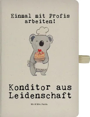 Produktbild von Mr. & Mrs. Panda notizbuch Konditor Leidenschaft - Transparent - Geschenk, Tagebuch, Journal, Confiseur, Schreibbuch, A4 Kariert, Kladde, Bäcker, Spruch