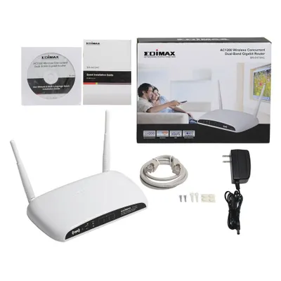 Produktbild von Edimax BR-6478AC V3, Wi-Fi 5 (802.11ac), Dual-Band (2,4 GHz/5 GHz), Ethernet/LAN, Weiß, Tabletop-Router