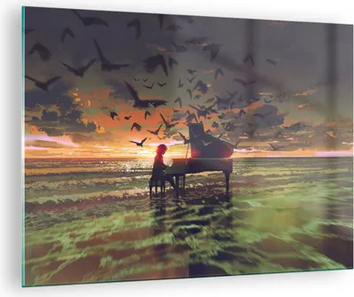 Produktbild von Bilder auf glas - Klaviermusik - 70x50cm - Glasbilder - Wandbilder - Bilder - Kunstdruck - zum Aufhängen bereit - Wanddekoration aus Glas - Glas Bilder - Wandbild auf Glas - Einteilig - GAA70x50-3911