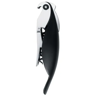 Produktbild von Alessi Parrot, Einfacher Korkenzieher, Schwarz, Edelstahl, Aluminium, Polycarbonat (PC), 25 mm, 30 mm, 130 mm