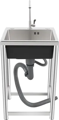 Produktbild von Küchenspüle, 360° Wasserhahn, Verstopfungsfreier Abfluss, Silber