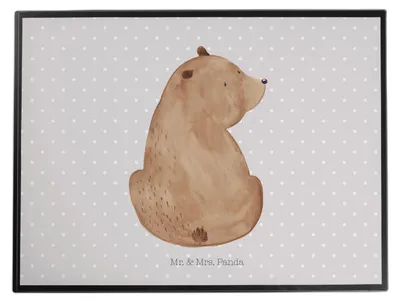 Produktbild von Mr. & Mrs. Panda schreibtischunterlage Bär Schulterblick - Grau Pastell - Geschenk, tischmatten, Weisheit, Selbstachtung, Bärenliebe, Teddy, schreibtischunterlagen, Bären