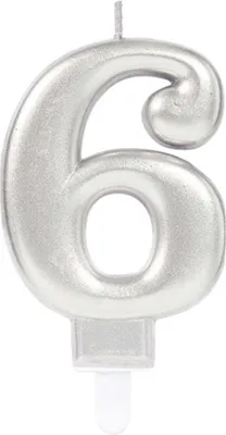 Produktbild von "Starlight Birthday" Zahlenkerze 9,3cm | Silber Zahl: 6