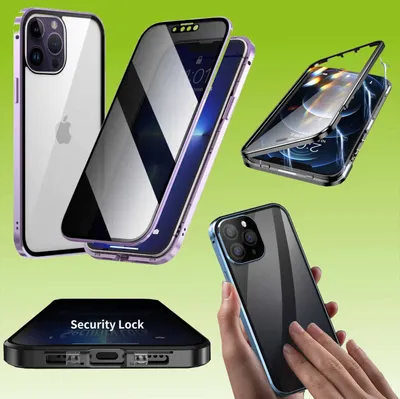 Produktbild von Für Apple iPhone 14 Pro Handy Tasche Beidseitiger Magnet Glas Bumper Privacy Neu