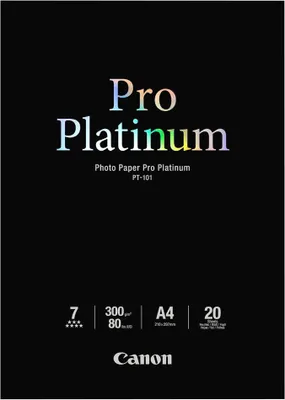 Zdjęcie produktu dla Canon Photo Paper Pro Platinum - A4 (210 x 297 mm) - 300 g/m² - 20 arkuszy papieru fotograficznego - do PIXMA iP3600, MP240, MP480, MP620, MP980