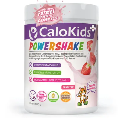 Produktbild von Premium Kinder Trinknahrung CaloKids+ – Die optimale Lösung für Wachstum und Entwicklung Erdbeere 500g