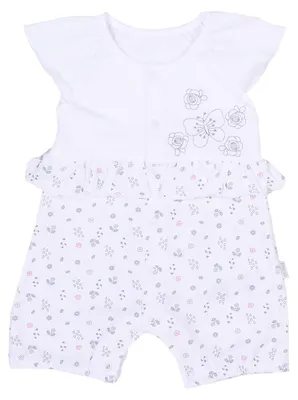 Image de Combinaison courte pour bébé en Coton Emma Tin - 9-12 mois - 74 cm - Blanc | par Kitikate