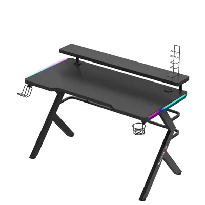 Produktbild von huzaro Hero 5.0 | RGB LED Gaming Schreibtisch Computertisch Bürotisch | Arbeitszimmer Gamer | Monitorständer Carbon Tischplatte | 120 x 60 | Schwarz