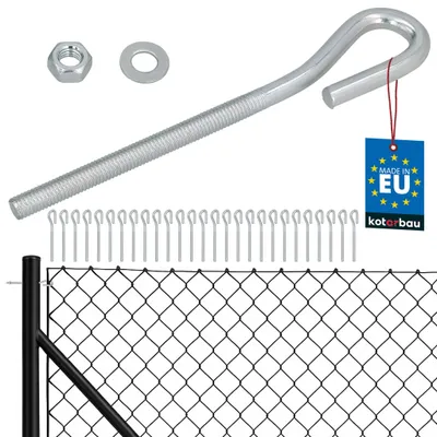 Image de KOTARBAU® Lot de 25 Tendeur Grillage M8 Tendeur Cable Clôture Acier Galvanisé Crochet Fileté avec Écrou et Rondelle Tendeur Fil de Fer Argenté Fermé