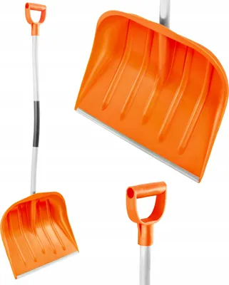 Zdjęcie produktu dla Łopata do śniegu 135cm Aluminiowa Profilowana Wygięta Pomarańczowa