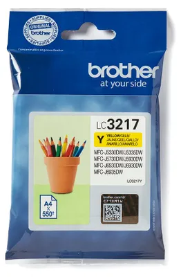 Zdjęcie produktu dla Brother LC3217Y, Żółty, Tusz na bazie pigmentu, 1 szt., 550 stron(y), Jednopak