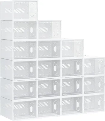 Image de Boîtes à chaussures en plastique - Boîtes de rangement - Lot de 18 - Pour chaussures