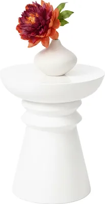 Obrázek produktu pro Relaxdays odkládací stolek, design šachových figur, dekorativní předmět do obývacího pokoje, odkládací taburet V x H: 45 x 38 cm, podstavec, kov, bílá