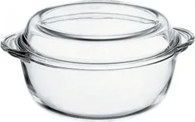 Image de Casserole en verre Borcam avec couvercle, 2,1L - Résistante à la chaleur et polyvalente