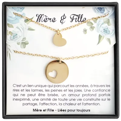 Produktbild von TILOVE - Set mit 2 Halsketten für Damen mit Herz-Anhänger, Mutter und Tochter, 2